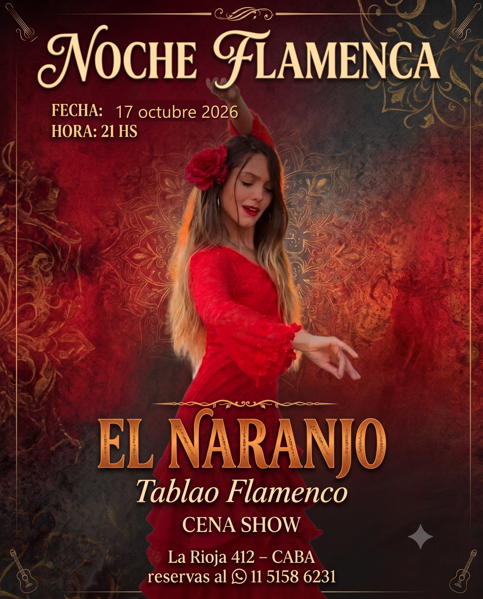 Cena Show wn El Naranjo Tablao Flamenco con la  LA PARTICIPACION ESPECIAL DE MARIANA KIDA